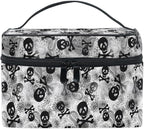 Makeup Bags, Gothic Skulls Black Grey Paisley Makeup Organizer Bags Toiletry Bag Box Travel Cosmetic Bag Make Up Train Case for Women Teen Girl Ladies