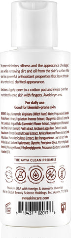 AVYA Pore Minimizing Toner (4 fl oz) - Infused with Hyaluronic Acid, Witch Hazel for Toning and Cleansing, Licorice Root for Soothing and Redness Reduction