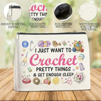 Crochet Gifts Makeup Bag for Crocheters Knitters, Crochet Lovers Knitting Gifts for Women Mom Grandma Cosmetic Bag with Zipper Travel Toiletry Pouch for Purse