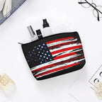 Vintage Retro American Flag Art Toiletry Bag Holder Portable Gift for Girls Women Large Capacity Travel Makeup Train Case for Cosmetics Digital Accessories Fashion Travel Bag