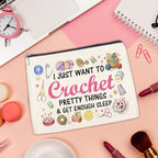 Crochet Gifts Makeup Bag for Crocheters Knitters, Crochet Lovers Knitting Gifts for Women Mom Grandma Cosmetic Bag with Zipper Travel Toiletry Pouch for Purse