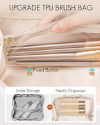 Vlando Makeup Bag,Large Capacity Toiletry Bag for Women Waterproof Portable Make up Pouch PU Leather Open Flat Cosmetic Bag(Peach Pink)