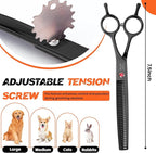 JASON 7.5" Dog Grooming Scissor - Professional Thinning Shear with 37 Teeth Japanese Stainless Steel Blender Scissors for Dogs, Cats and Other Pets (Thinning, Black) Christmas Gift