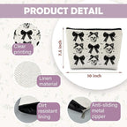 Coquette Gothic Halloween Makeup Bag, Dark Bow Skull Makeup Bag, Spooky Gifts for Women