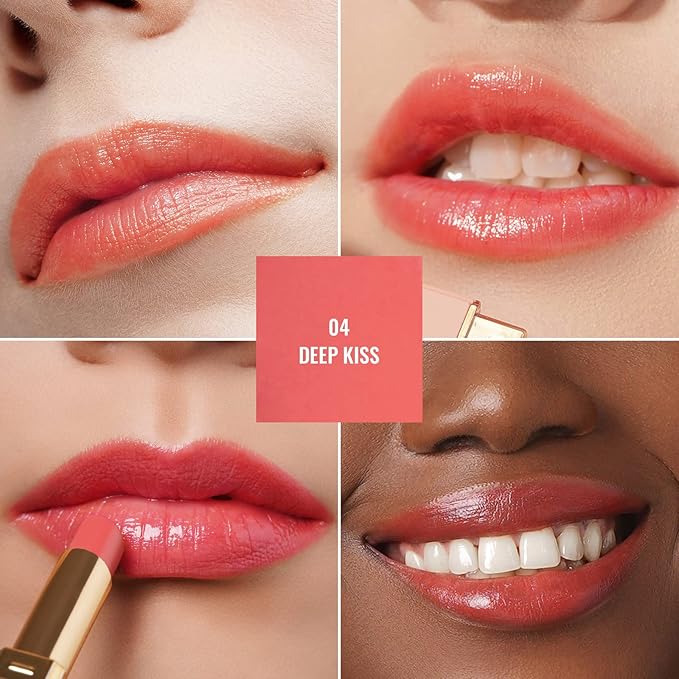 Oulac Moisturizing Shine Lipstick For Women Christmas Set 2PCS, 2 in 1 Tinted Lip Balm for Winter, Hydrated Juicy and Glossy Lip Color for Dry, Cracked and Chapped Lips, Vegan [04+12]
