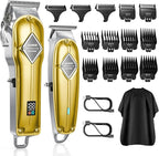 GLAKER Hair Clippers for Men Professional - Cordless Clippers and Trimmers Set, Complete Barber Kit for Hair Trimming & Beard Grooming, Mens Haircutting Kits for Blending & Fade Cuts (Gold)