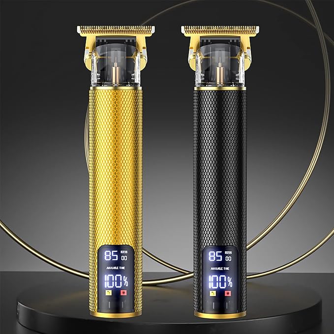 𝐇𝐚𝐢𝐫 𝐂𝐥𝐢𝐩𝐩𝐞𝐫𝐬 for Mens Cordless 𝐇𝐚𝐢𝐫 𝐓𝐫𝐢𝐦𝐦𝐞𝐫 T-Blade Trimmer Professional Haircut & Grooming Kit Rechargeable Clippers Hair Trimmer Shaver Cutting Kit with LCD Display (Gold)