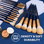 LORYP Makeup Brushes Set Labeled 18 Piece Face and Eye Brush Set Ultra soft hair Foundation, Concealer, Blush, Contour, Blending, Eyeshadow Blue Brush kit