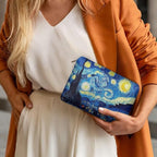 COEQINE Starry Night Makeup Bags for Women Leather Cosmetic Bags for Travel Party Bag Makeup Organizer Bag With Zipper Easy To Clean Fashion Cosmetic Travel Bag Small Cosmetic Wallet for Ladies