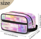Custom Travel Cosmetic Bag with Name, Personalized Large Capacity Weekend Toiletry Bag Portable Bathroom Makeup Organizer, Colorful Pink Purple Galaxy Background