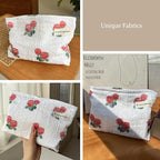 STARDW Flower Cosmetic Bags Makeup Bags for Women and Girls,Travel Makeup Bag Large Capacity Canvas Makeup Bag,Makeup Organizer Bag Zipper Pouch (Rose Red)