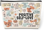 Positive Affirmations Makeup Bag Self Love Gifts Mental Health Inspirational Gifts for Female Sister Girl Friend Colleagues Coworker Birthday Friendship Mothers Day Nurse Day Travel Toiletry Bag