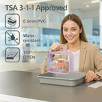 PACKISM Clear Makeup Bag - 2 Pack TSA Approved Toiletry Bag with Handle and 180° Large Opening, Sturdy Clear Toiletry Bag Fit Carry-on Travel Essential, Travel Bags for Toiletries, Purple