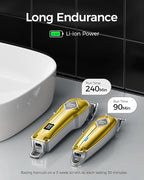 GLAKER Hair Clippers for Men Professional - Cordless Clippers and Trimmers Set, Complete Barber Kit for Hair Trimming & Beard Grooming, Mens Haircutting Kits for Blending & Fade Cuts (Gold)