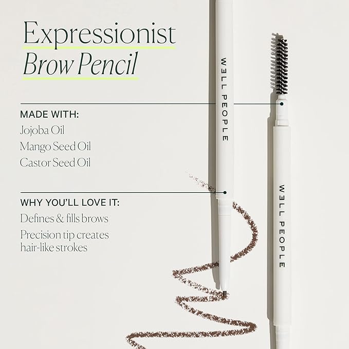 Well People Expressionist Brow Pencil, Defining Brow Pencil For A Natural Finish, Ultra-fine Tip For Total Precision, Vegan & Cruelty-free, Deep Brown