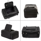 ELIZO Genuine Leather Toiletry Bag for Men Mens Toiletry Bags for Traveling Waterproof Hanging Leather Dopp Kit w/Hook Extra largeToiletry Bag Travel Organizer for Toiletries