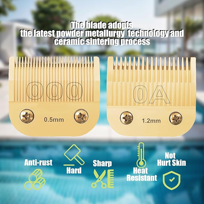 Professional Detachable Replacement Blades Set,Cut Length,Compatible with Andis AGC,BDC,BGC,MBG Series/Oster Classic 76/Star-Teq/Power-Teq/A5 Clipper (0.1mm-13mm 5 PACK) GOLDEN