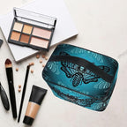 Makeup Bags, Gothic Blue Skull Moth Butterfly Makeup Organizer Bags Toiletry Bag Box Travel Cosmetic Bag Make Up Train Case for Women Teen Girl Ladies