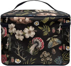 Dark Cottagecore Forest Mystical Moss Mushroom Print Makeup Travel Bag Portable Cosmetic Bags with Handle Travel Accessories Large Toiletry Bags for Traveling Women Organizer and Storage
