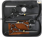 Professional Hair Cutting Scissors Sets Stainless Steel Barber Hairdressing Scissors Multifunctional Salon Thinning Scissors Straight Shears Tools Gifts for Mom Dad and Friends (Black)