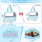 Personalized Initial S Clear Blue Makeup Bag - Large Travel Toiletry Bag, Cute Cosmetic Organizer Set for Girlfriend, Teacher, Teen Girl Gifts