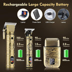 Professional Hair Clippers for Men,Hair Clippers+T-Blade Trimmer+Electric Shaver+Nose Hair Trimmer Set,4 in 1 Cordless Barber Hair Cutting Kit LCD Display Gifts (Gold)
