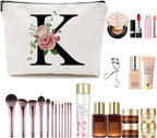 Initial A-Z Personalized Letter Makeup Bag, Monogrammed Bridesmaid Gifts/Presents Cosmetic Bag, Portable Stationery Storage Organizer Pouch, Friendship Love Travel Makeup Bags