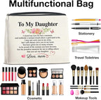 to My Daughter Makeup Bag Gifts from Mom, Gifts for Daughter Christmas Birthday, Daughters Cosmetic Bag Zipper Makeup Pouch
