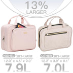 NISHEL Travel Toiletry Bag for Women Large Capacity, Makeup Essentials Organizer, Hanging Case for Accessories, Cosmetics, Pink