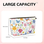 Womens Leather Makeup Bag Cosmetic Bag Travel Toiletry Bags Make Up Bags for Women Adult (Floral Butterflies)