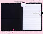 Kate Spade New York A4 Clipboard Folio with Low Profile Clip, Black Professional Padfolio Includes Lined Notepad, Pen Loop, and Pocket, Polka Dots