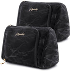 Cosmetic Bag Travel Makeup Bag Large Capacity Small Travel Zipper Pouch Makeup Organizer Bag for Women (Black-2 Pack)
