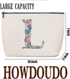 Initial Makeup Bag Monogrammed Travel Toiletry Bag Monogram Cosmetic Bag Birthday Christmas Bridal Shower Bridesmaid Gifts Personalized Gifts for Women Girl Bride Teacher Sister, Floral Letter L