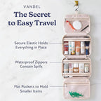 VANDEL Waterproof Hanging Toiletry Bag for Travelling, Hanging Makeup Bag, Cosmetic Travel Bags for Women Travel Toiletry Bags, Makeup Case Toiletries Organizer Hygiene Bathroom Shower Caddy