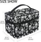 Skull Makeup Bag, Skull Rose Gothic Makeup Organizer Bags Toiletry Bag Box Travel Cosmetic Bag Make Up Train Case for Women Teen Girl Ladies