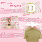 Personalized Quilted Cosmetic Bag, Puffy Monogrammed Christmas Birthday Gifts for Women & Girls, Cute initial Floral Makeup Bag Puffer Coquette Bag, Aesthetic Travel Toiletry Zipper Pouch(Pink,D)