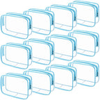Weewooday 12 Pieces Clear Makeup Bags Cosmetic Storage Bags PVC Zipper Pouches Travel Waterproof Makeup Plastic Case for Women Organizing Toiletries Traveling Bathroom(Medium,Blue)