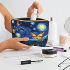 Womens Leather Makeup Bag Cosmetic Bag Travel Toiletry Bags Make Up Bags for Women Adult (Starry_Night_Butterflies)