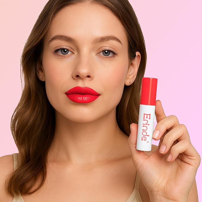 Erinde Lips Staining Lip Oil, Glossy Lip Stain, Long-Lasting Lightweight Lip Staining Oil, Moisturizing Plumping Hydrating Glossy Lip Tint, Vegan & Cruelty-Free, 03