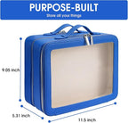 Clear Makeup Bag,Large Toiletry Case for Women,PU Leather Travel Cosmetic Bag,Detachable Makeup Case,Double Compartment Make up Organizer