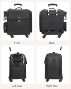 Relavel Rolling Makeup Train Case, Hairstylist Traveling Bag with 4 Wheels, Heat Insulation Full Layer, Adjustable Dividers, Hair Tools and Cosmetics Storage Organizer Trolley Suitcase Makeup Cart