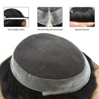 FACE MIRACLE Lace Front Mens Toupee Human Hair System Swiss Lace Center Toupee for Men Thin Skin PU Around Hair Replacement System V-Looped Mens Hair Wig Units 6"X9" 1#JET BLACK
