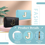 Small Personalized Initial A-Z Preppy Patch Makeup Bag,PU Chenille Letter Travel Cosmetic Pouch with Zipper,Blue Cute Toiletry Bag,Gift Ideal for Teen Girls Women Teacher Bridesmaid,Letter J