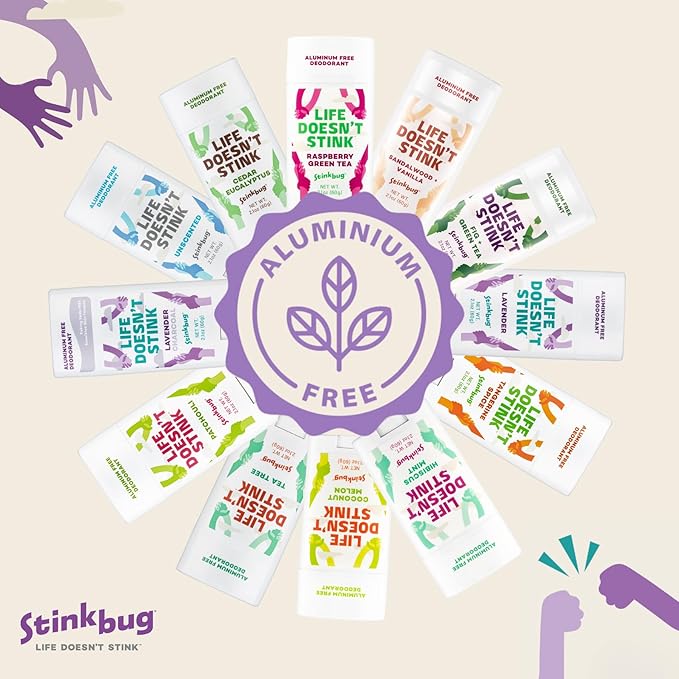 Stinkbug Naturals Organic Aluminum Free Travel Size Deodorant Stick with Vanilla Mint, Coconut Oil and Activated Charcoal, 0.75 Ounce Pack of 3