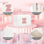 Small Personalized Letter Makeup Bag, Cute PU Leather Chenille Letters Cosmetic Bag Travel Makeup Pouch, Preppy Travel Organizer Zipper Pouch for Women&Girls（WhitePink-Z）