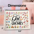 Gnome Lover Makeup Bag - Gifts for Women, Girl, Daughter, Sister, Bestie - Just a Girl Who Loves Gnomes Zipper Makeup Pouch
