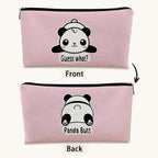 Panda Gifts Pink Makeup Bag, Cute Baby Panda Guess What It's Pug Butt Cosmetic Bag, Travel Toiletry Bag for Daughter, Canvas Zipper Pouch