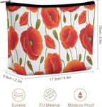 Fashion Makeup Cosmetic Case Clutch Bag, Floral of Red Flowers Pattern Travel Makeup Train Case Organizer Large Capacity Carry On Bag, Luggage Pouch, Makeup Pouch for Women