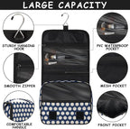 Travel Toiletry Bag for Women & Men Baseball Sports Blue Hanging Cosmetic Organizer Portable Waterproof Makeup Case Make Up Bag with Compartments Travel Essentials for Bathroom Shower