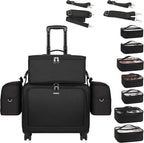 TANTO Rolling Makeup Bag Professional Makeup Artist Bags 4 in 1 Makeup Case on Wheels Rolling Cosmetics Organizer Extra Large Cosmetology Case With 360° Swivel Wheels and Adjustable Dividers